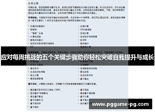 应对每周挑战的五个关键步骤助你轻松突破自我提升与成长